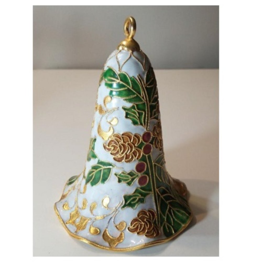 Vintage Cloisonne Bell with Enamel Floral Design